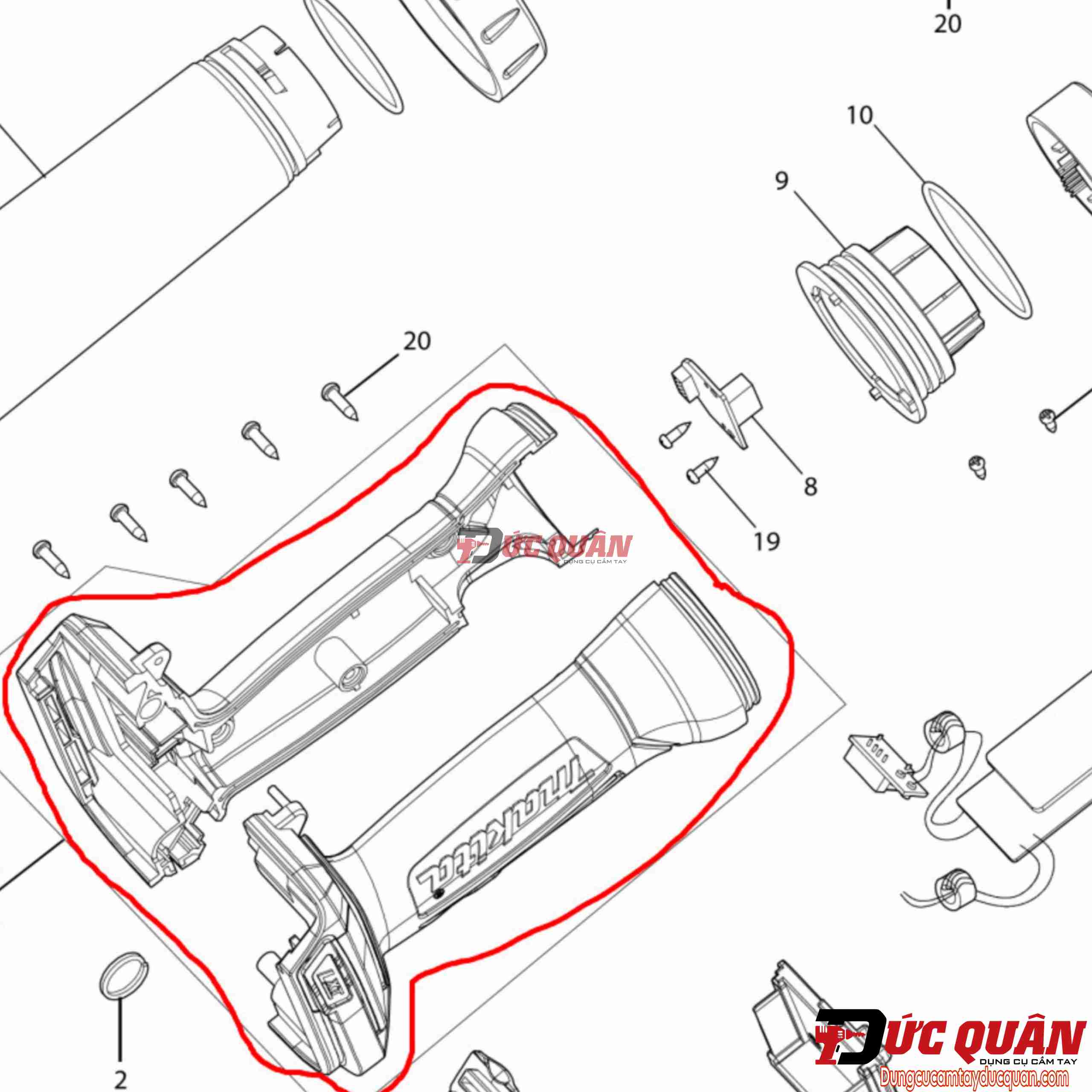 Vỏ đèn Makita DML807 GM00001669