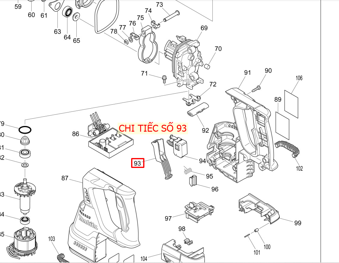 Nấp bảo vệ công tắc máy khoan bê tông DHR242, DHR244, MAKITA, 453123-7