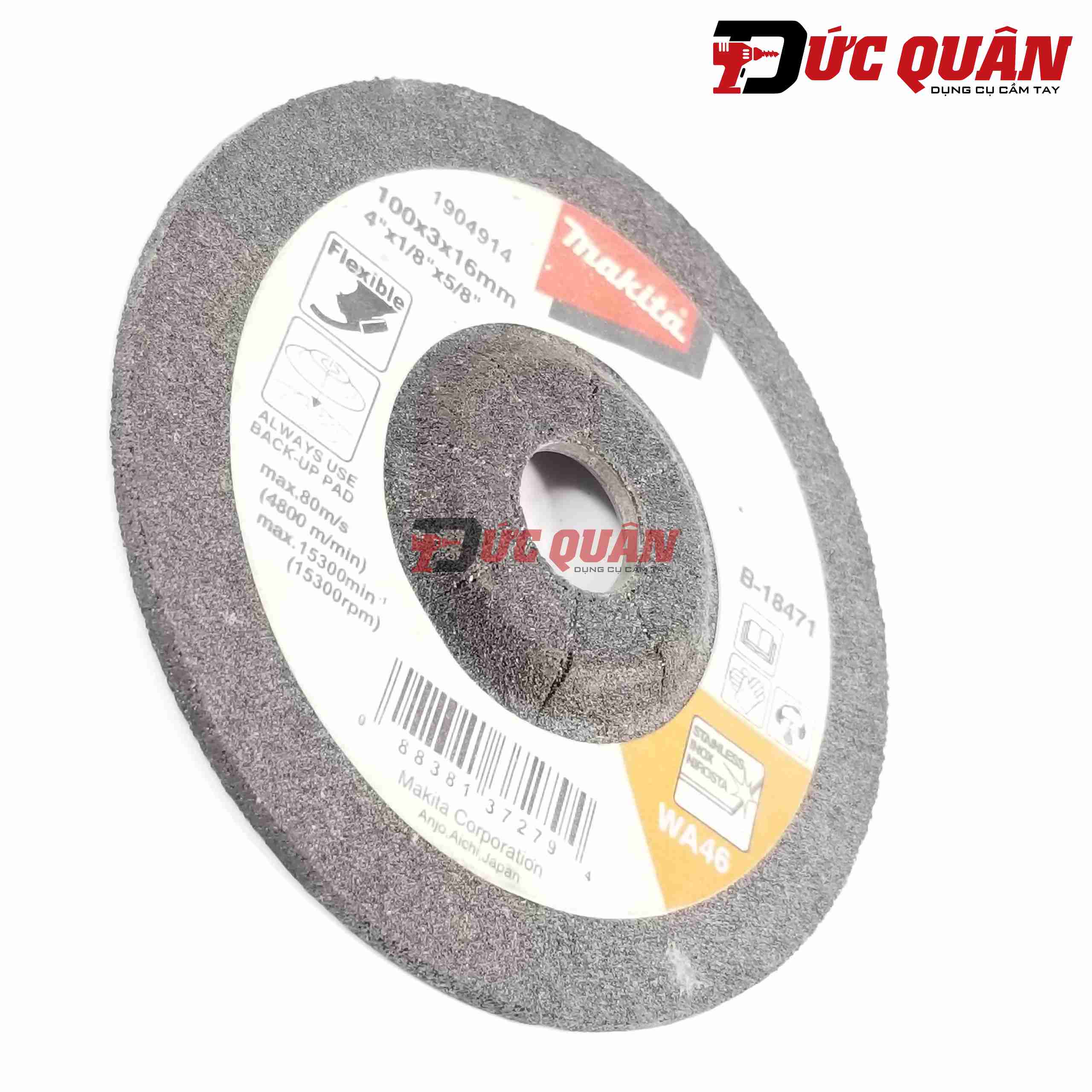 Đá mài mềm cho Inox và thép 100x3.0x16mm Makita B-18471