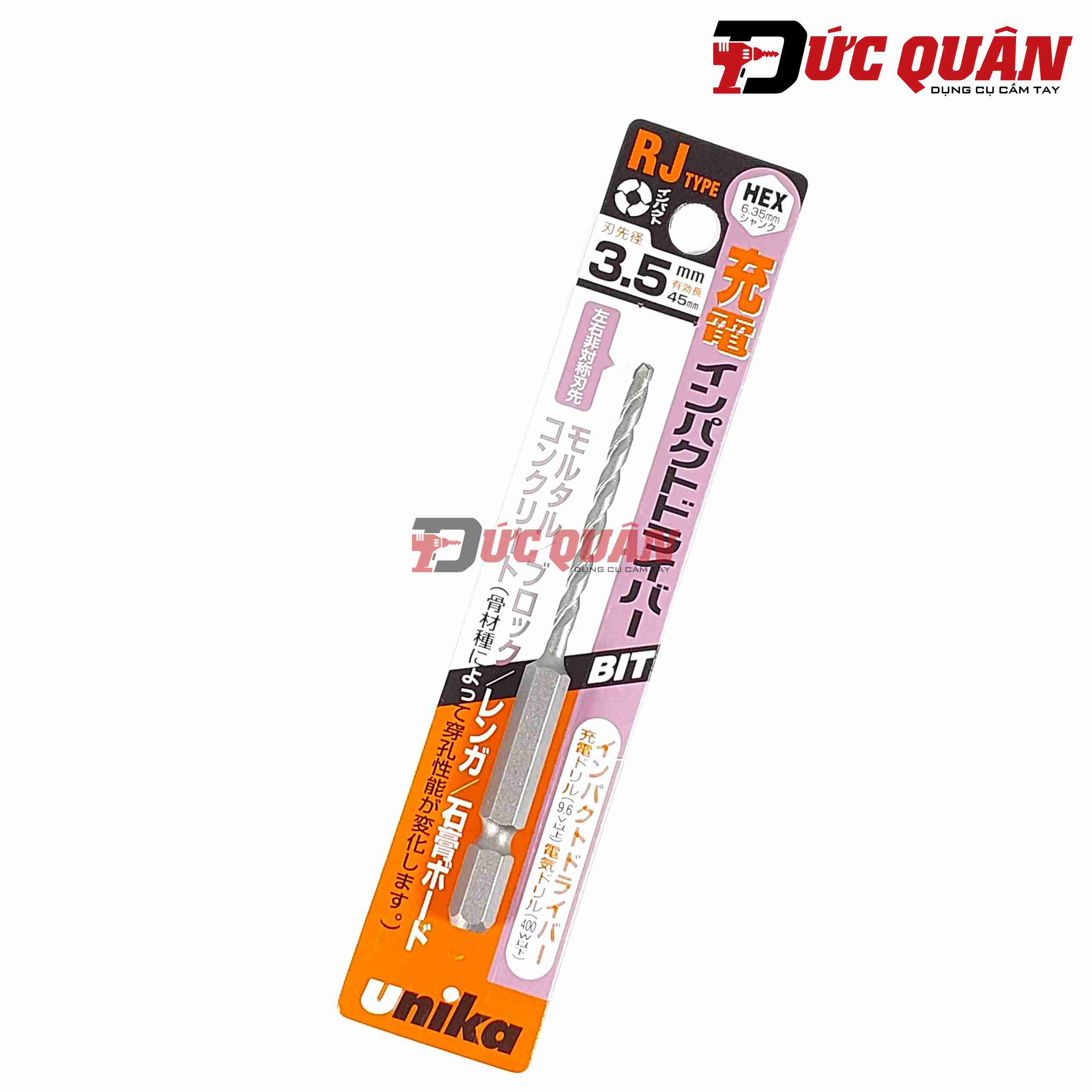 Mũi khoan tường chân lục giác, UNIKA, RJ3.5mm