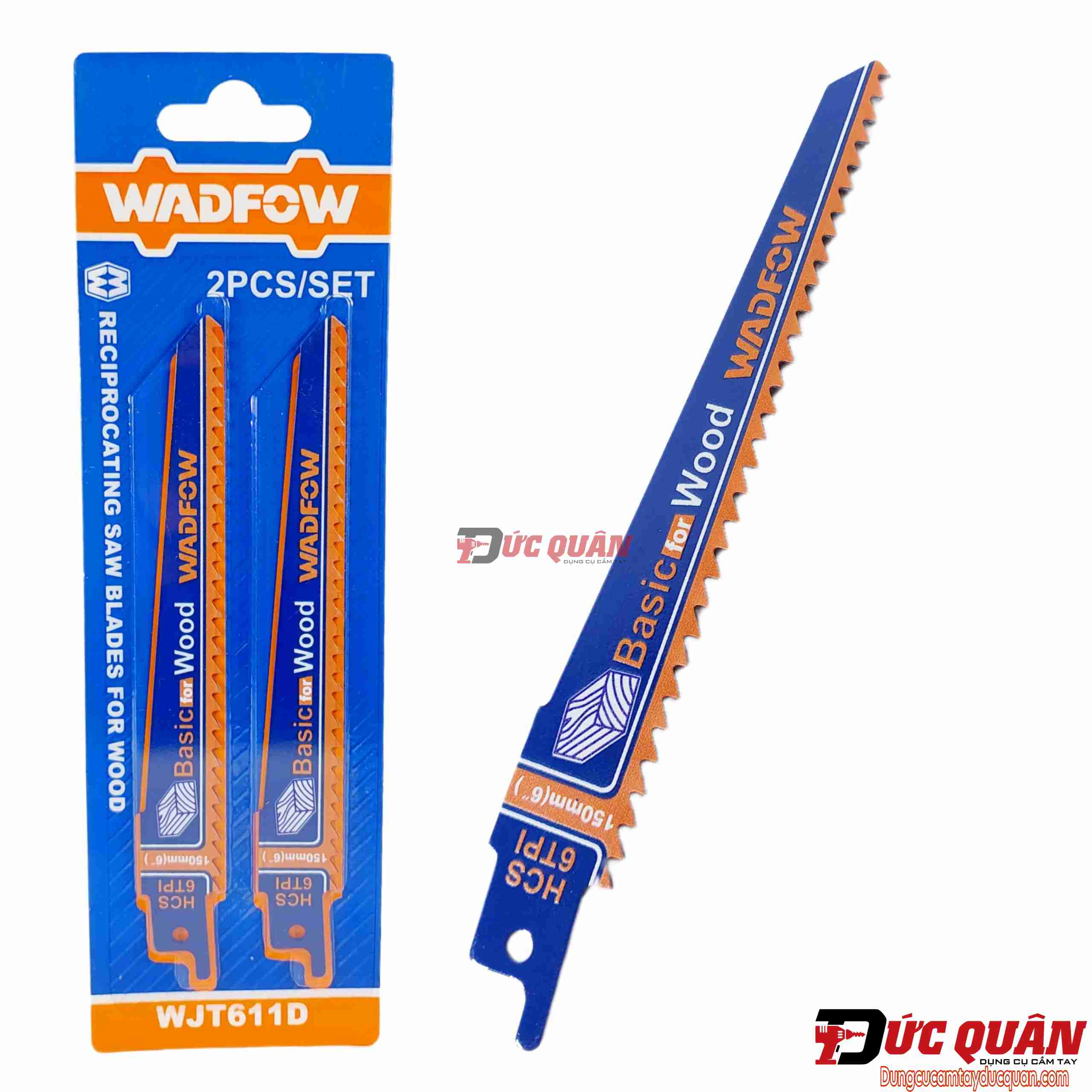 Bộ 2 lưỡi cưa kiếm cắt gỗ 150x19x1.2mm WADFOW WJ611D