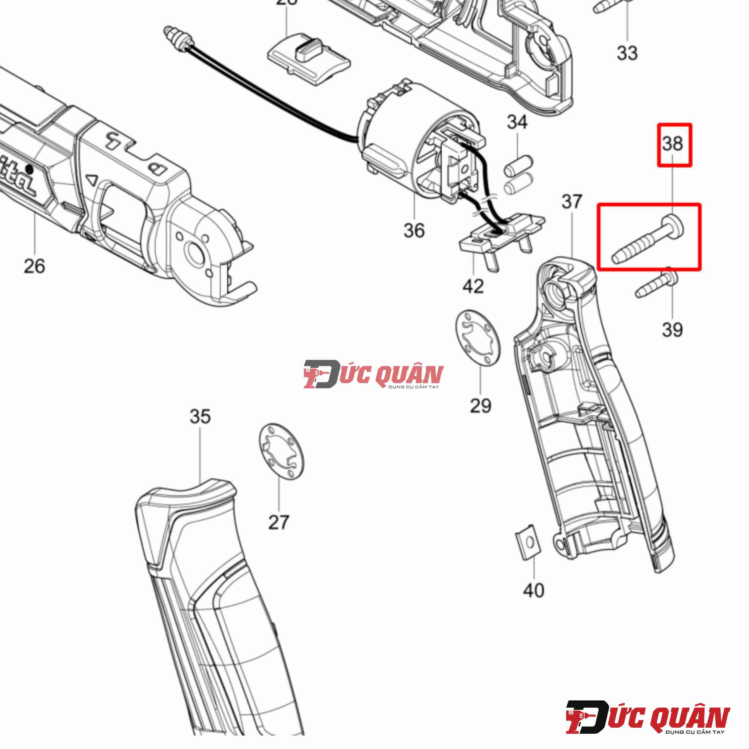 Ốc tay cầm ( 4x25 ) Makita TD022/ DF010D 266374-1