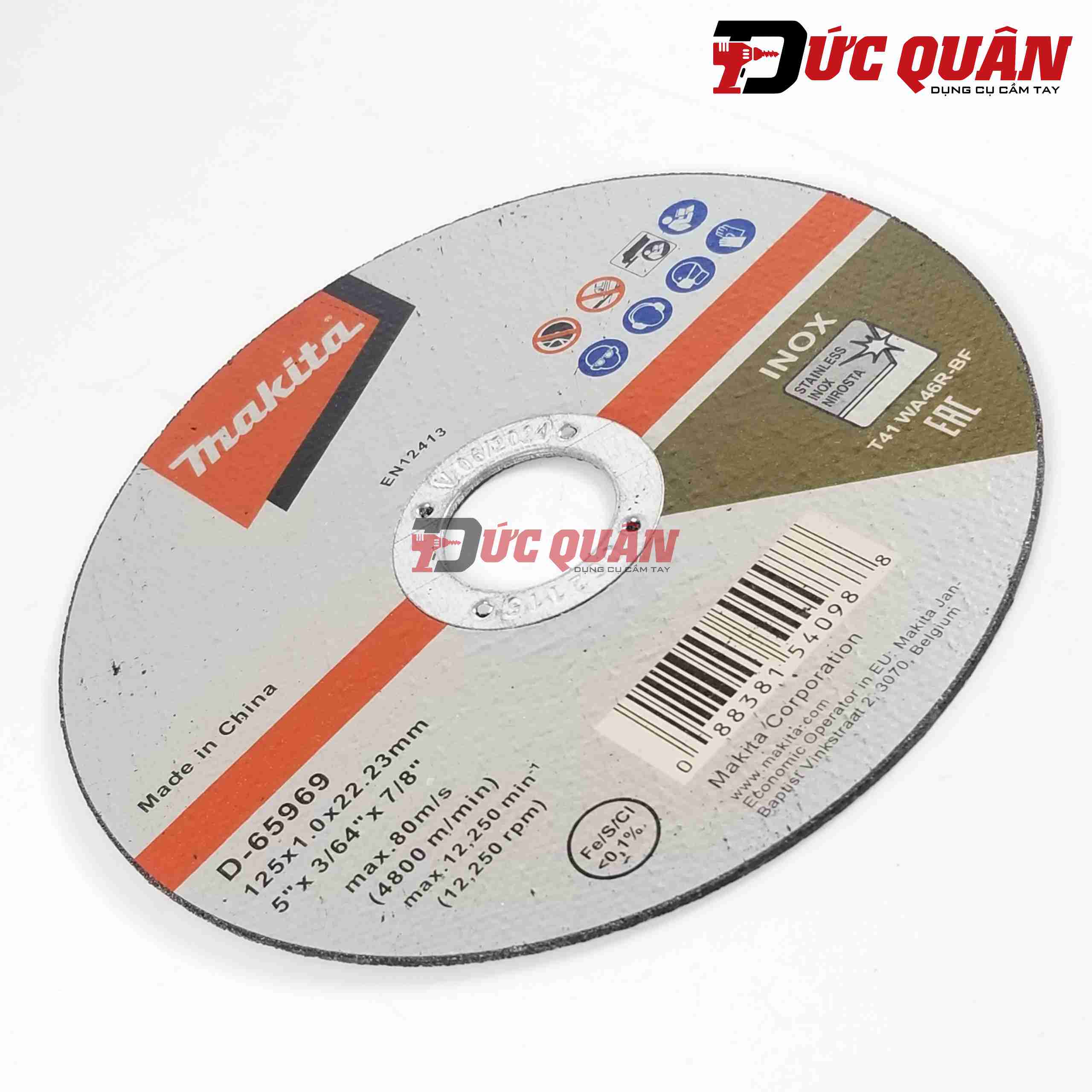 Đá cắt mỏng cho Inox 125x1.2x22.23mm Makita D-65969
