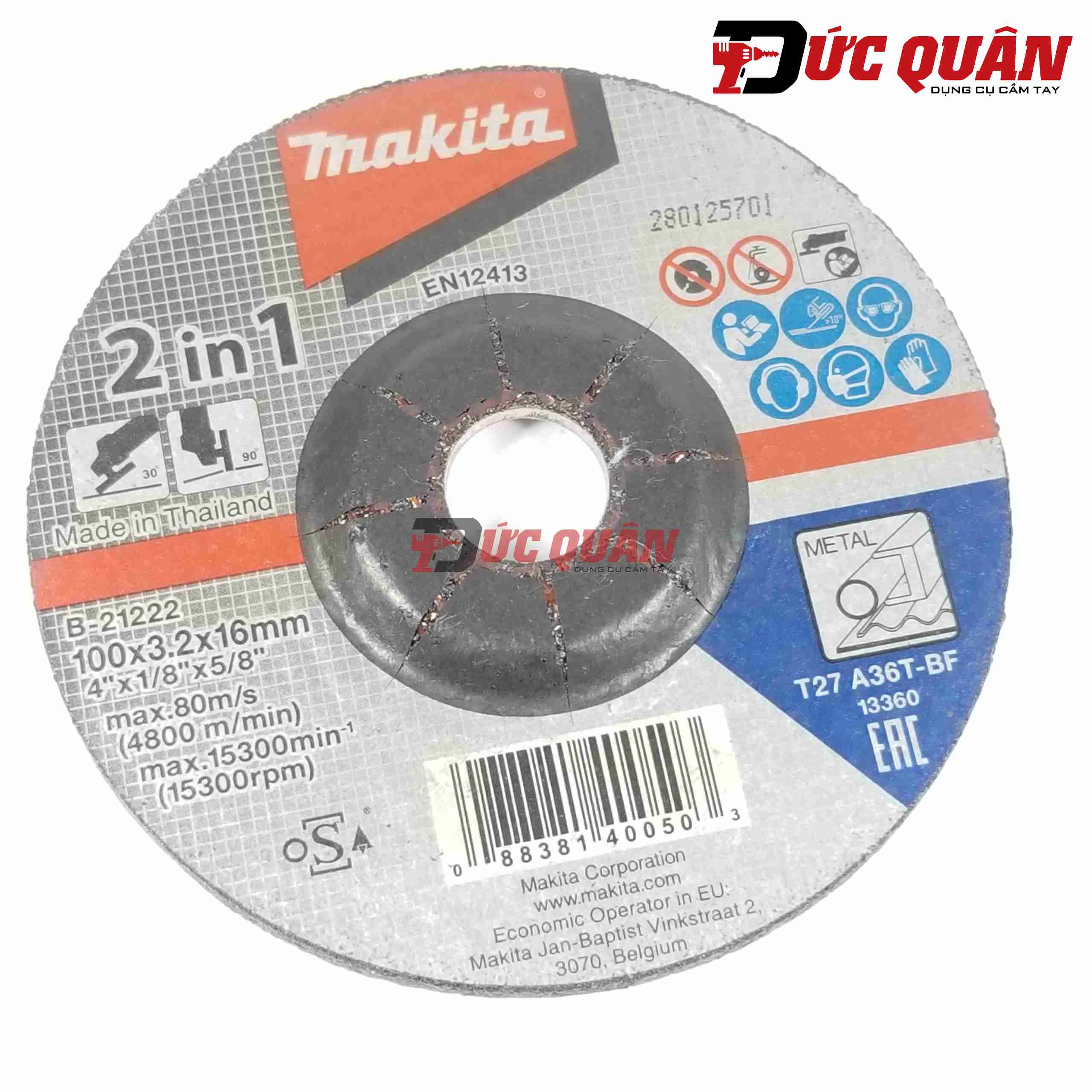 Đá mài và cắt 2 trong 1 Makita ( 100x3.2x16mm ) B-21222