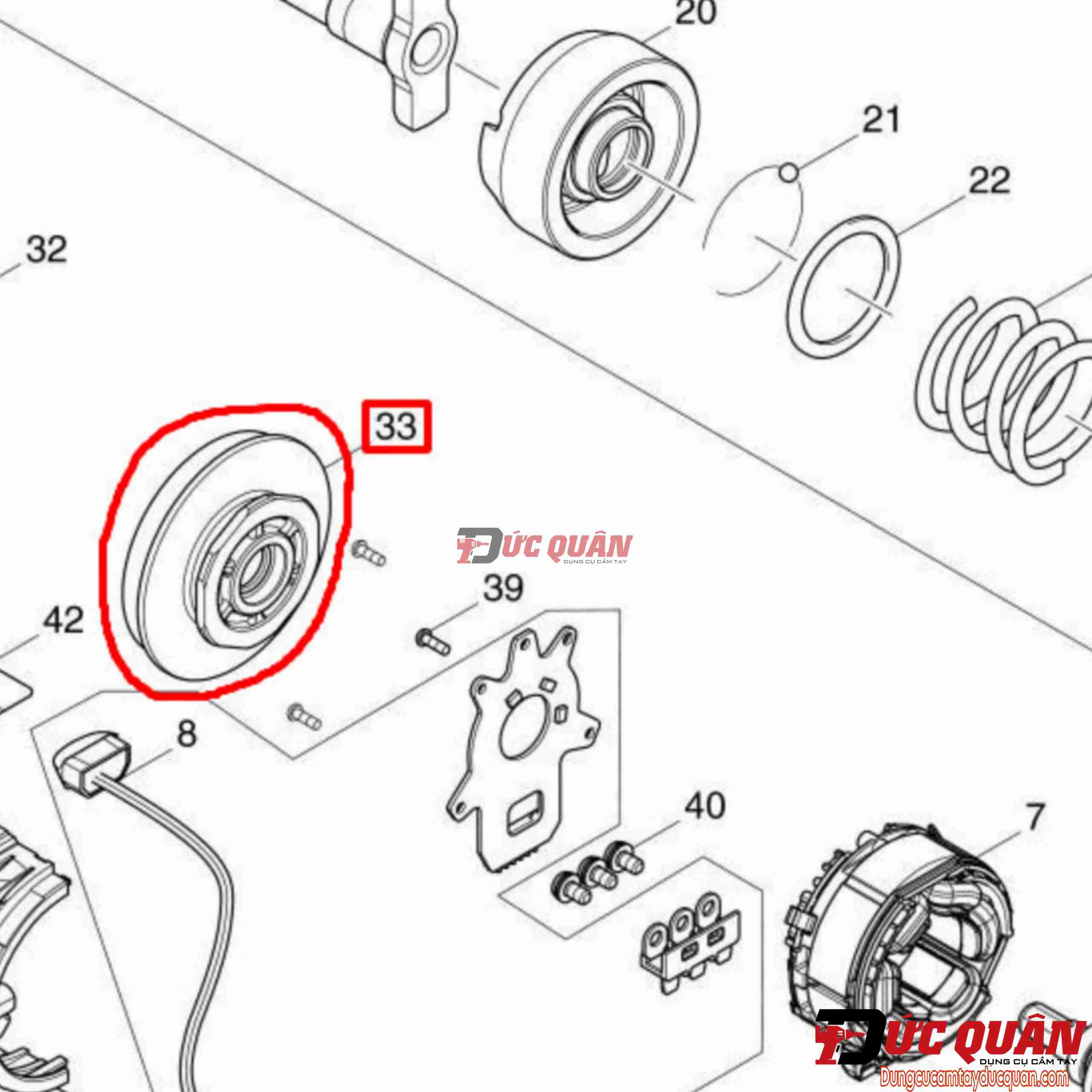 Nấp giữ bạc đạn máy Makita DTD155/ XDT15/ TD091 141893-7