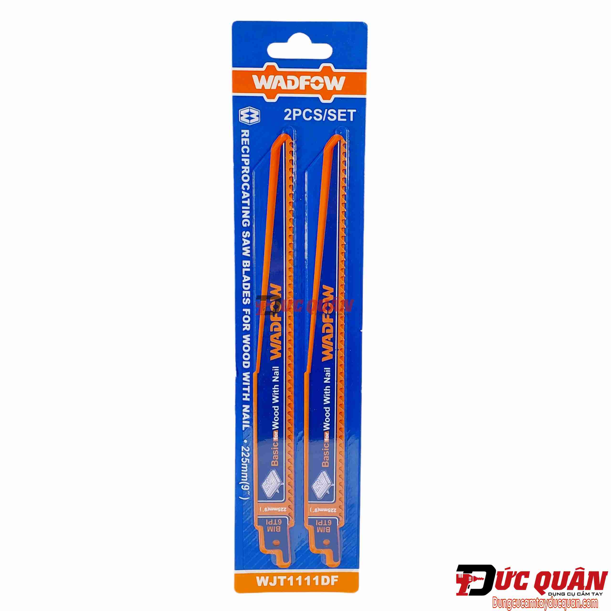 Bộ 2 lưỡi cưa kiếm cắt gỗ có đinh 225mm WADFOW WJT1111DF
