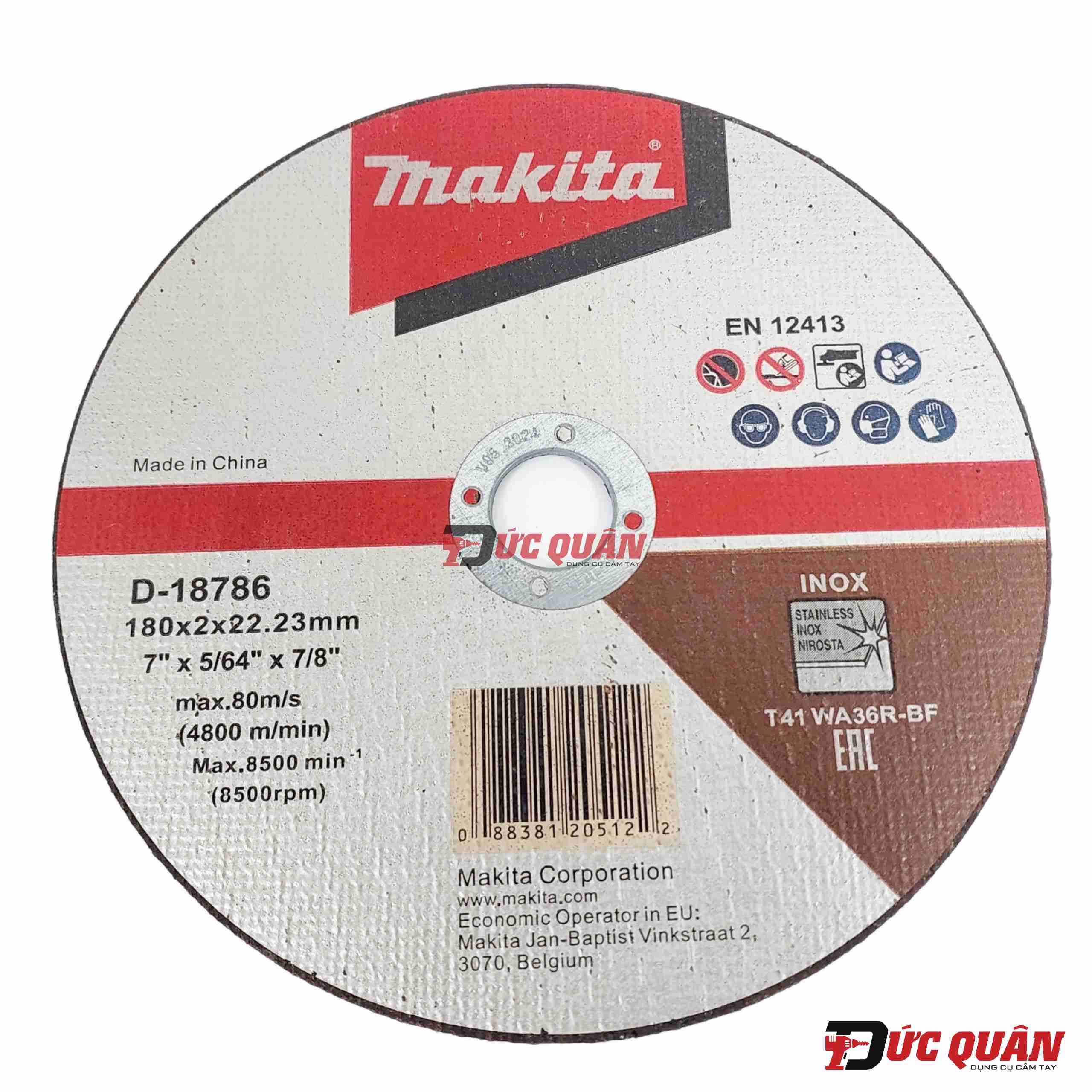 Đá cắt inox ( 180x2x22.23mm ) Makita D-18786
