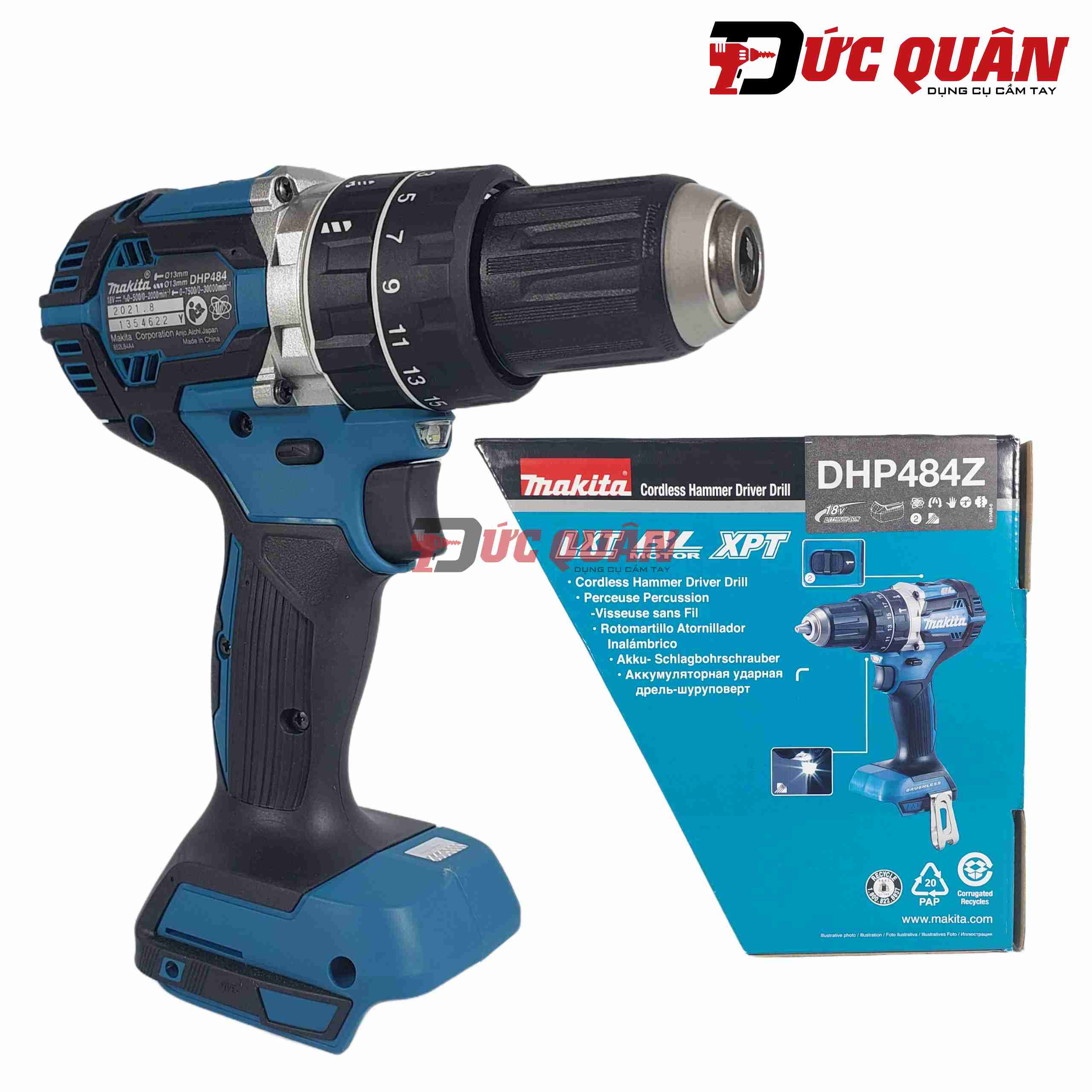 Máy khoan ( 3 chức năng ) dùng pin 18V Makita DHP484Z (không pin sạc)