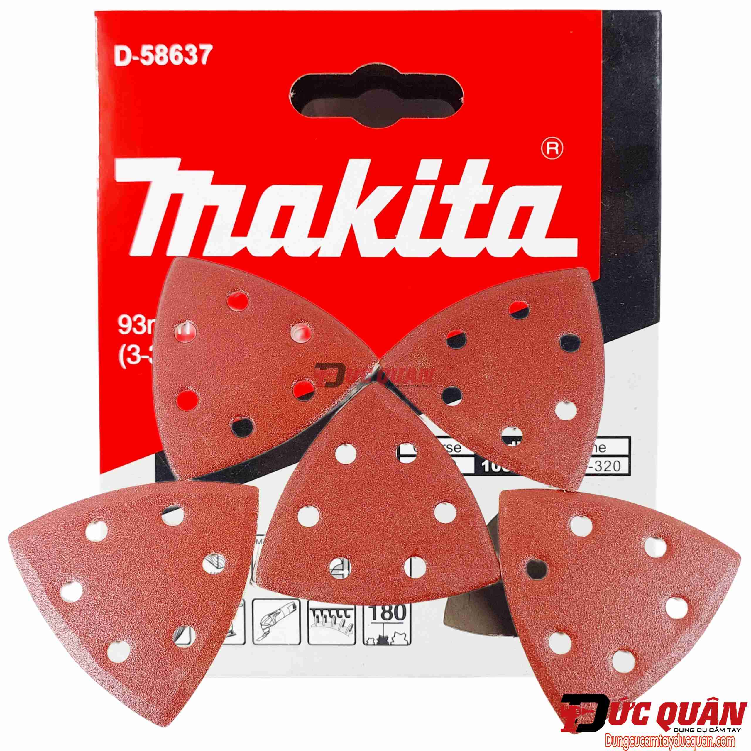 Bộ 10 giấy chà nhám tam giác 93mm cho máy cắt rung Makita ( Full độ hạt )