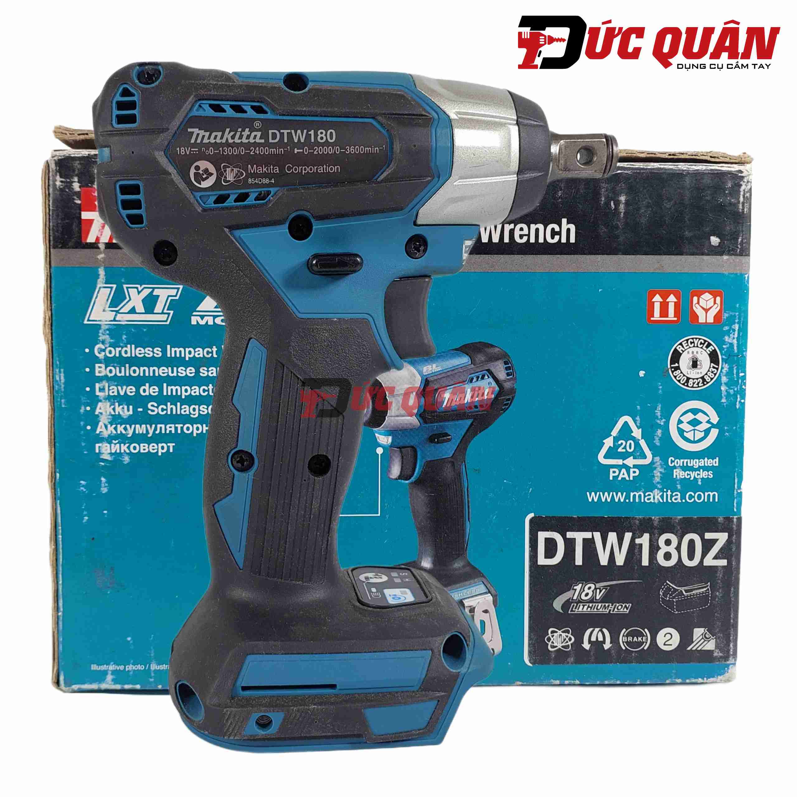 Máy siết bu lông 1/2 dùng pin 18V Makita DTW180Z ( Thân máy không kèm pin sạc )