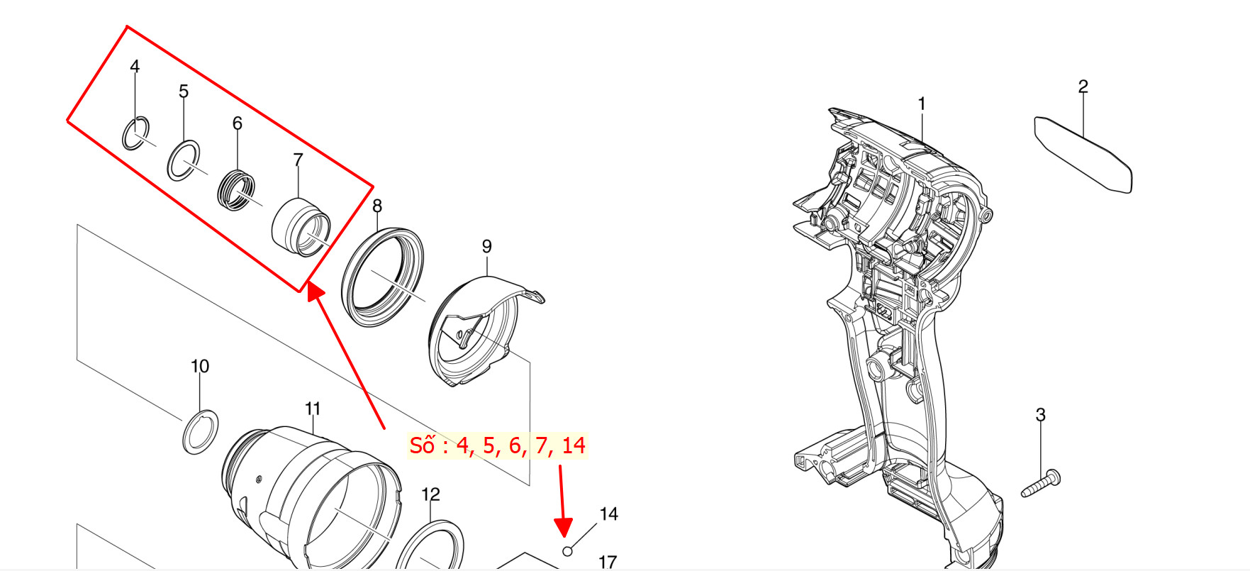 Bộ ngậm đầu vít máy DTD172/ TD172 Makita 327883-6