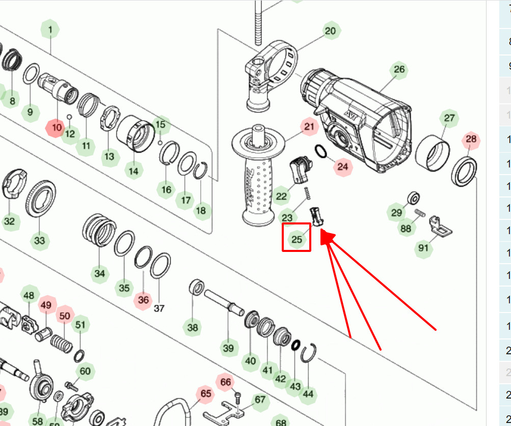 Nút chuyển chế độ máy bê tông HR003 / HR007/ HR001 / HR2651T Makita 457709-9