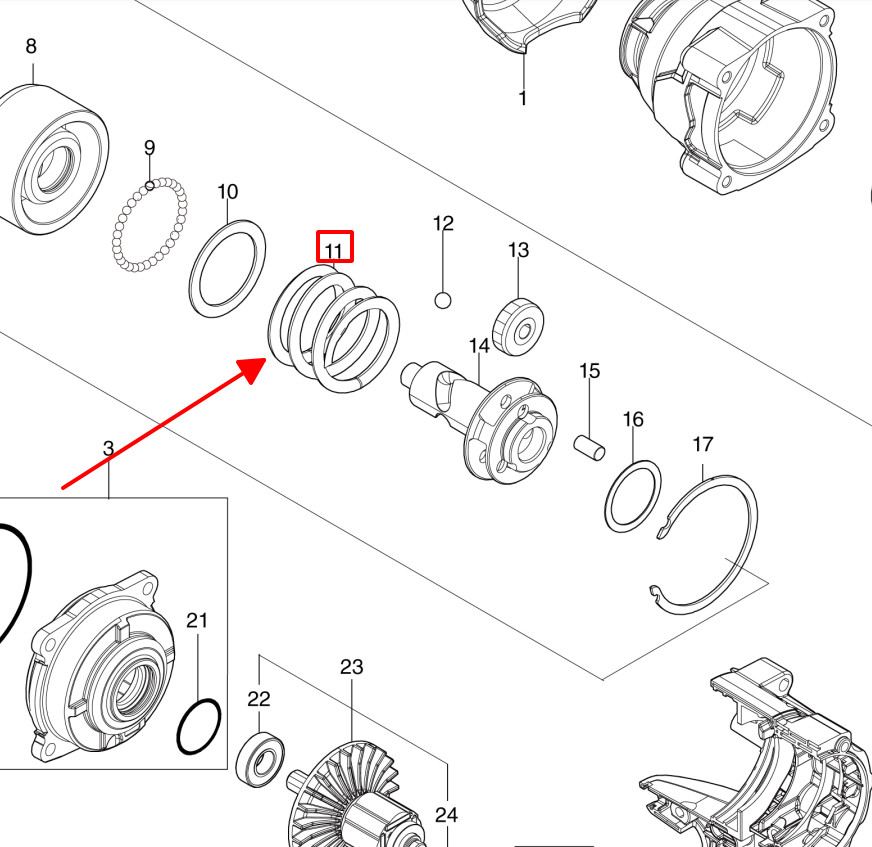 Lò xo máy bu long DTW700, TW700, DTW701 Makita 232629-6