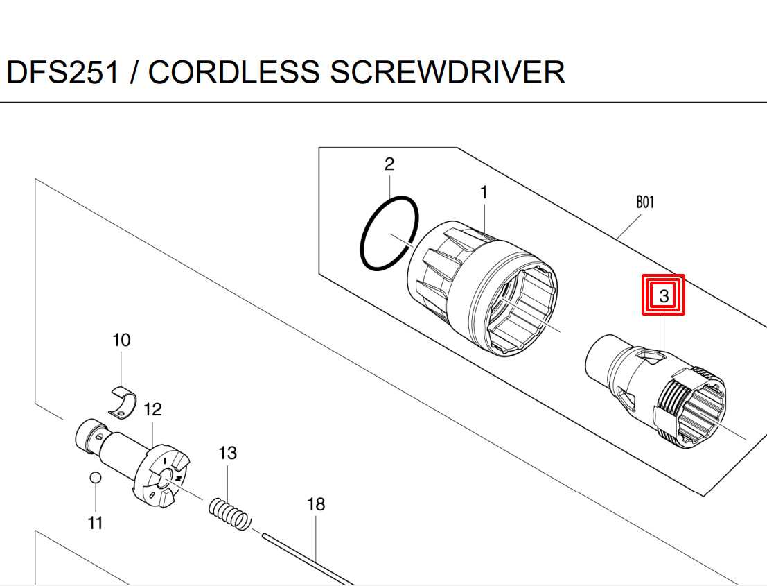 Chụp nhôm máy DFS251/ DFS452 Makita 158876-0