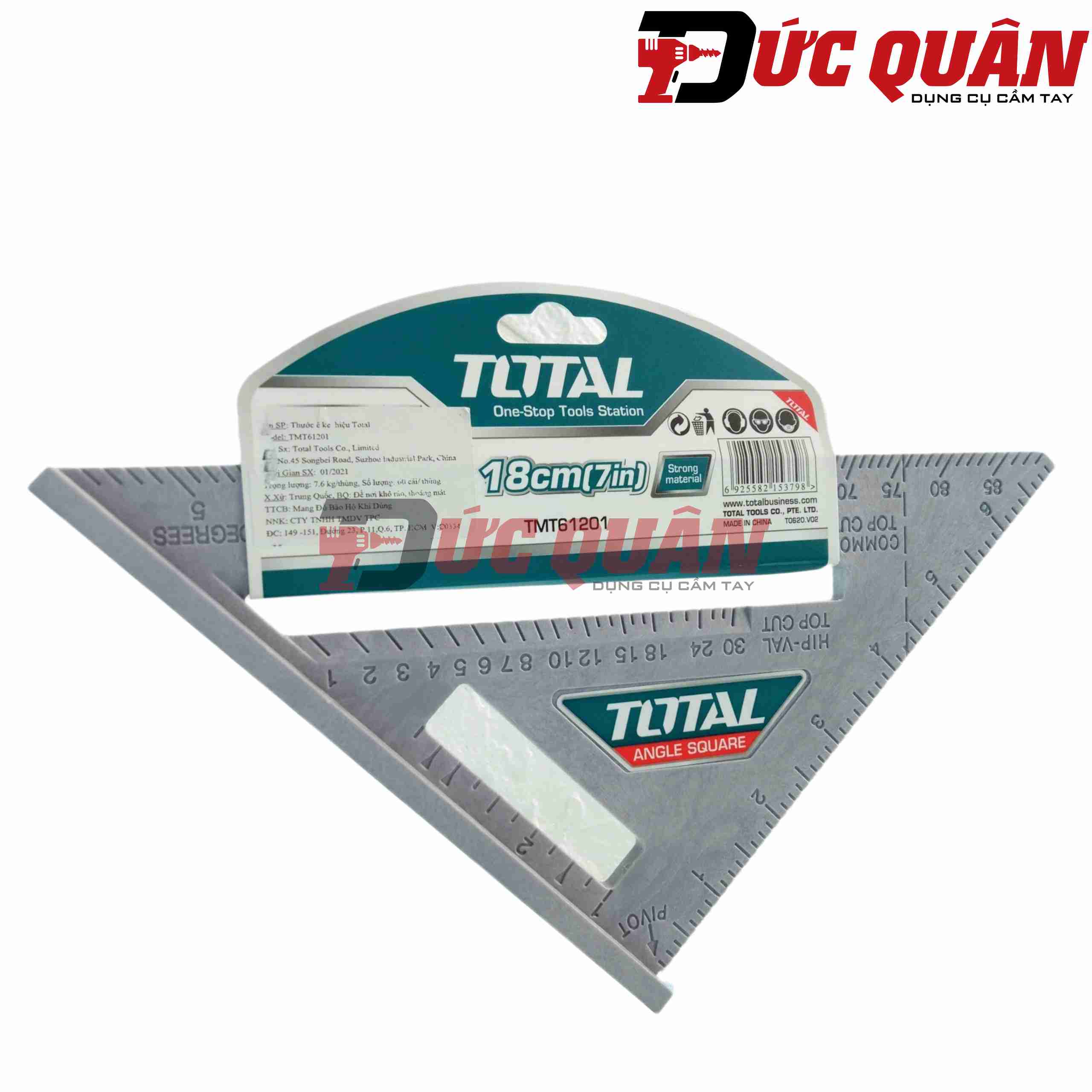 Thước ê ke tam giác ( 7in ) Total TMT61201