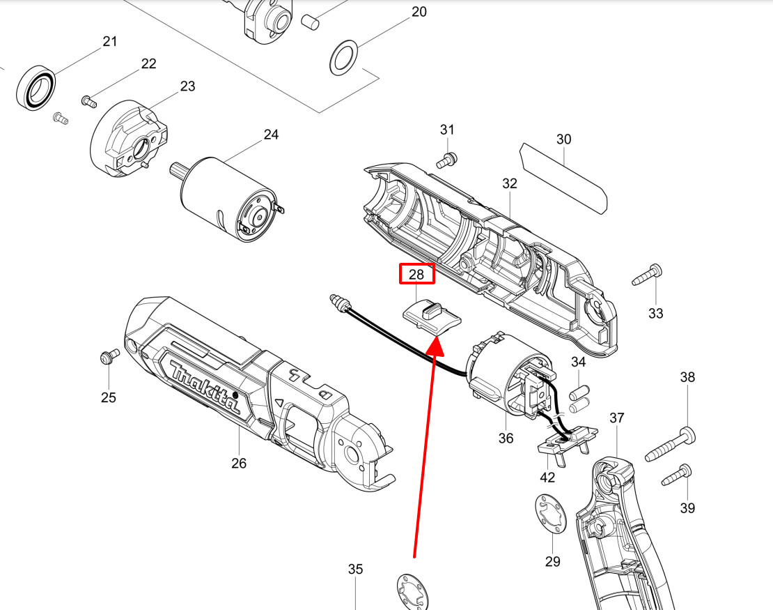 Cần gạt khóa máy bắn vít, TD022, TD021D, MAKITA, 451523-5