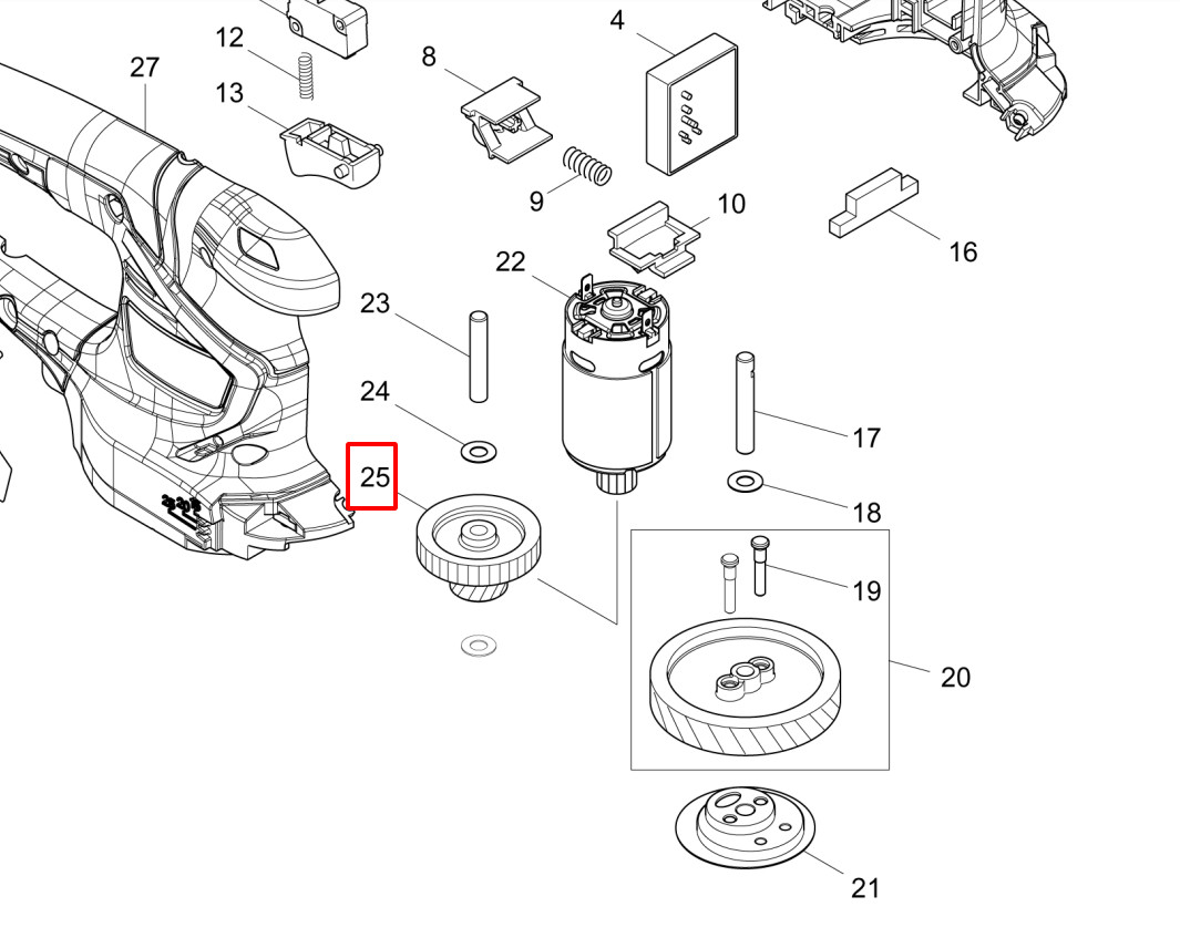 Nhông lớn máy tỉa hàng rào DUM604, UH022D, MUM600, MUM164, Makita 226831-1