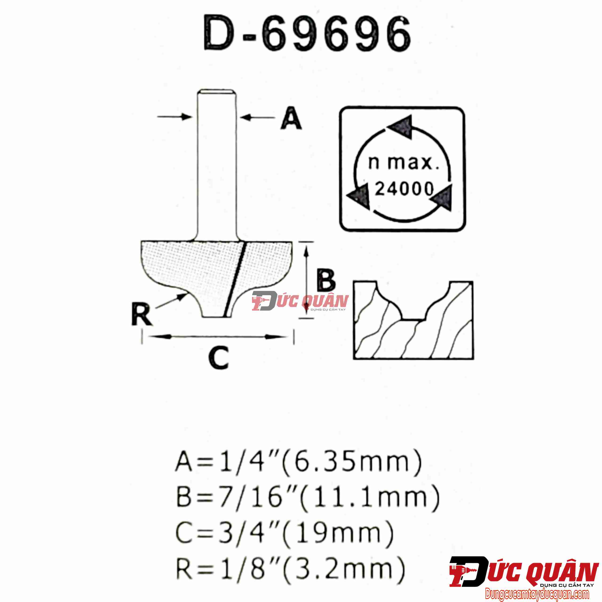 Mũi phay rảnh cong 6.35mm Makita D-69696