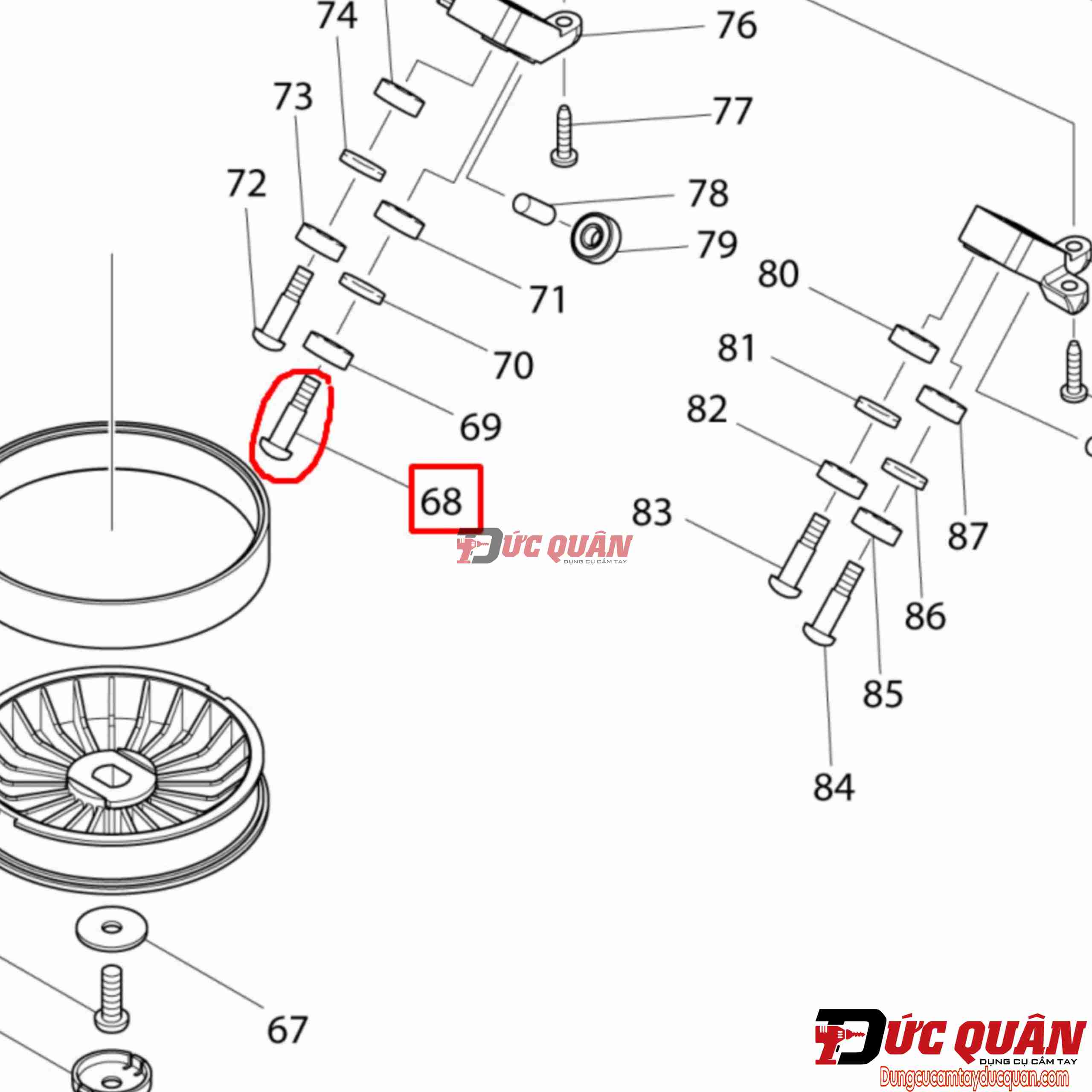 Ốc vít ( M5 ) máy cưa vòng 2107F/ DPB181 251337-0
