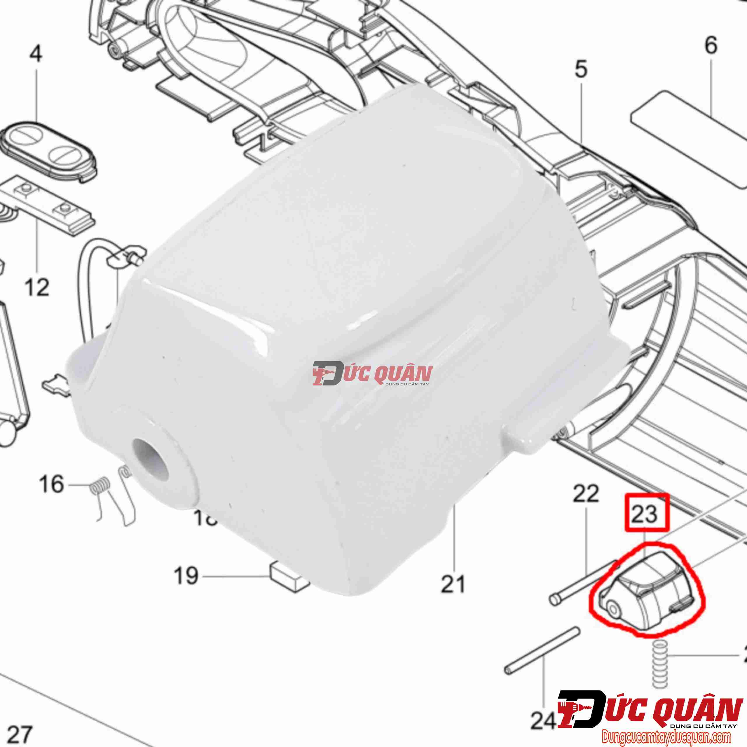 Nút nhấn giữ nấp hút bụi Makita DCL282 459329-5