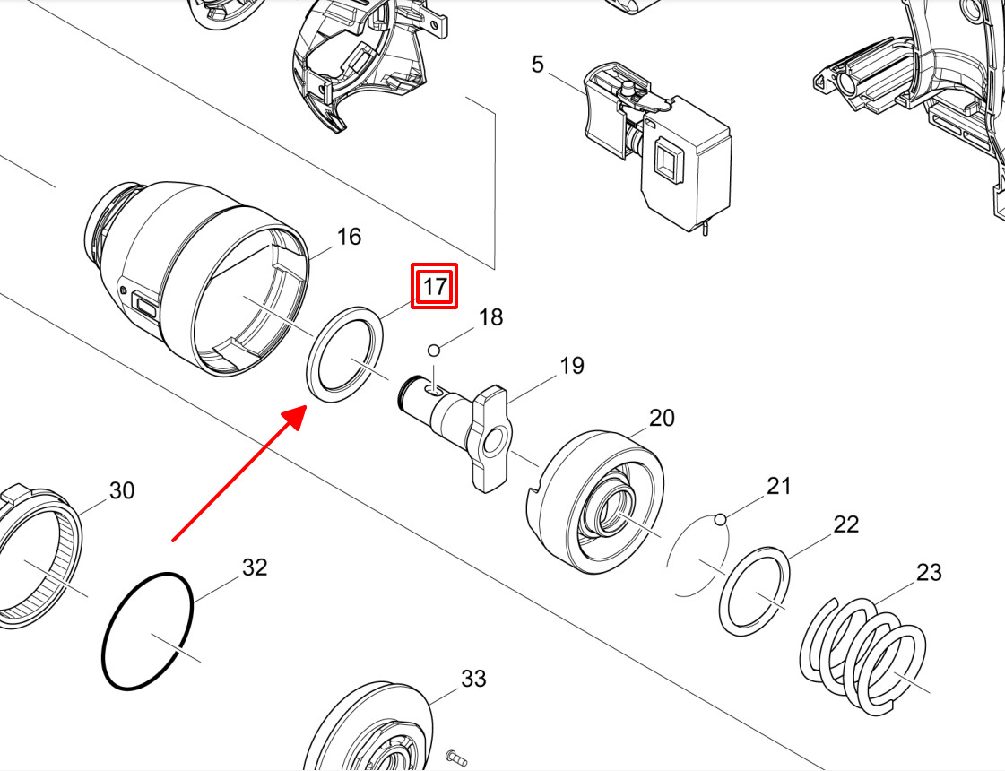Vòng đệmb cao su ( 28 ) DTD70 Makita 261155-8 ( 1 cái )