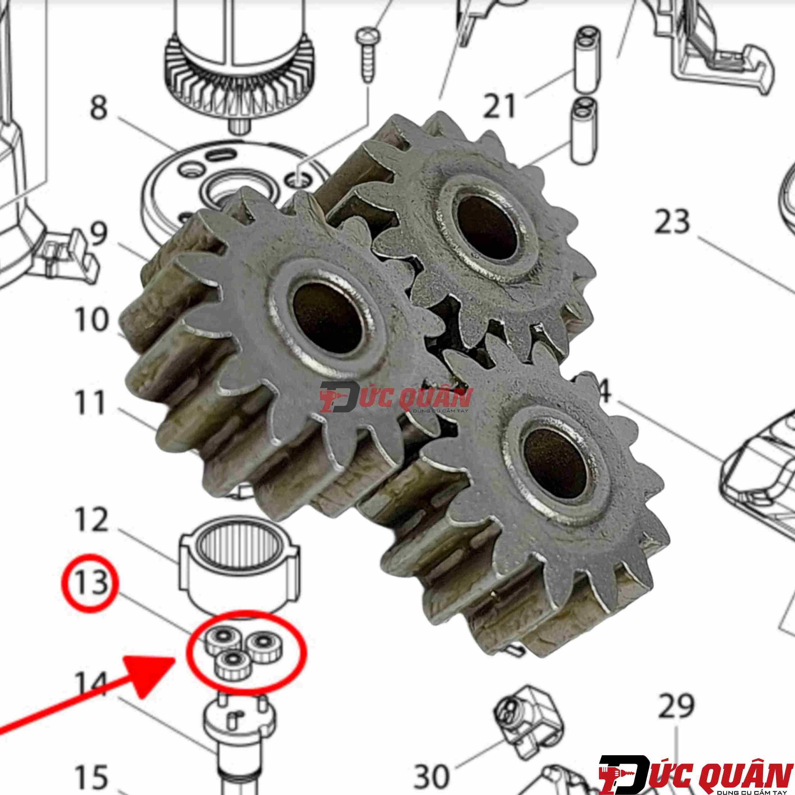 Bộ 3 nhông nhỏ máy cưa Makita DPB181/ XBP01