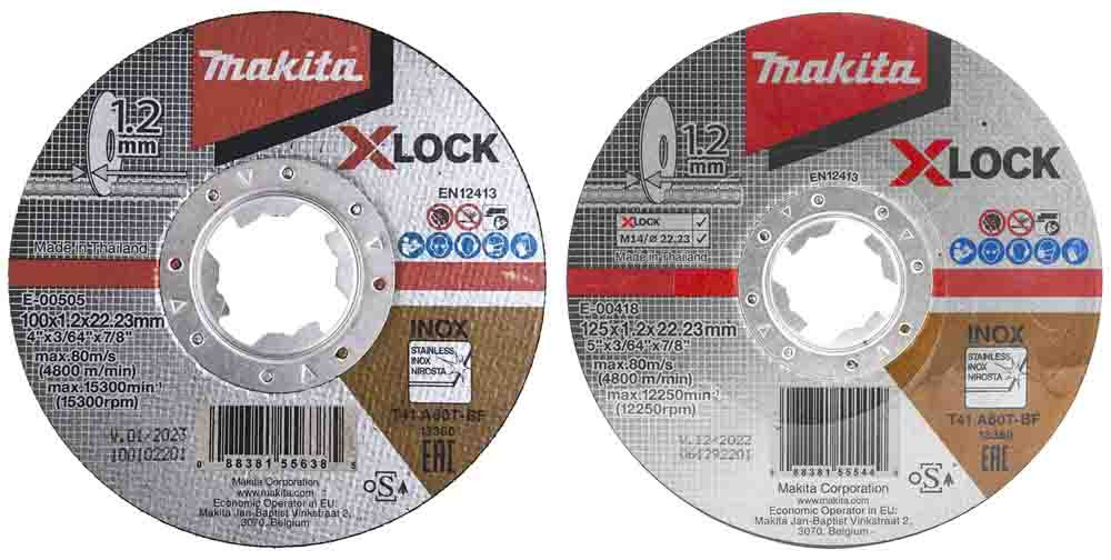 Đá cắt inox cho máy mài X-Lock 100x1.2x22.23mm Makita E-00505