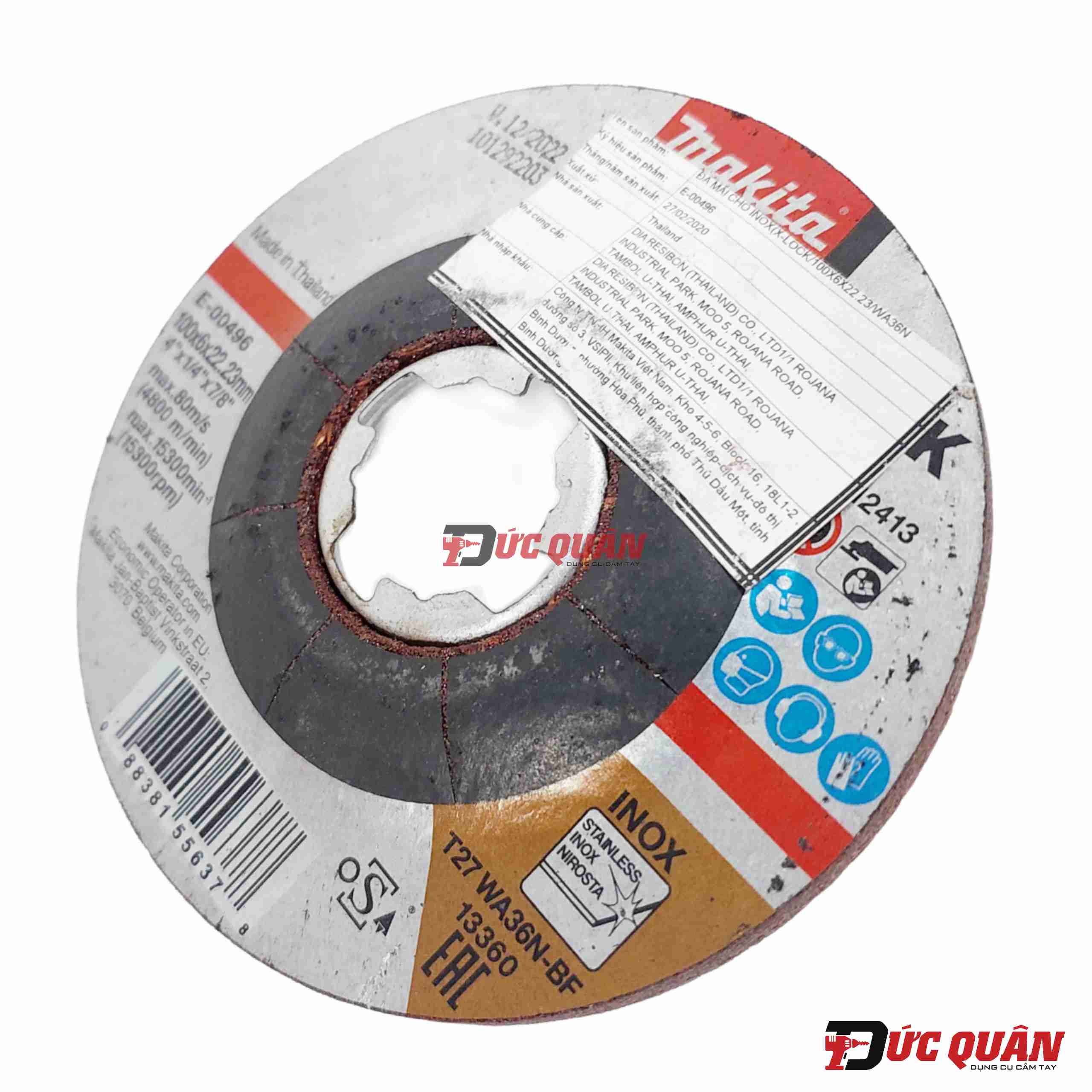 Đá mài cho Inox (X-Lock/100x6.0x22.23mm/WA36N) Makita E-00496