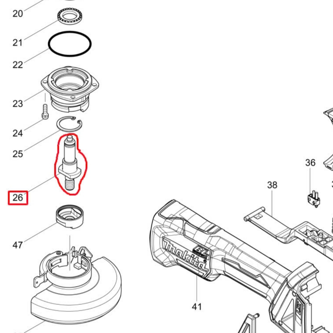 Trục nhông máy mài DGA406/ DGA408/ DGA418 Makita 326669-5