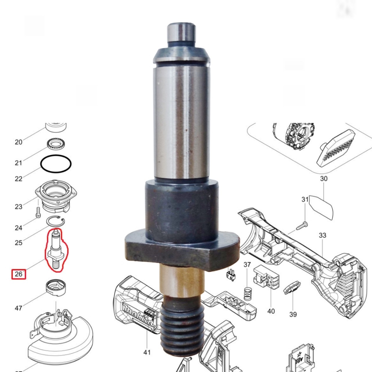 Trục nhông máy mài DGA406/ DGA408/ DGA418 Makita 326669-5