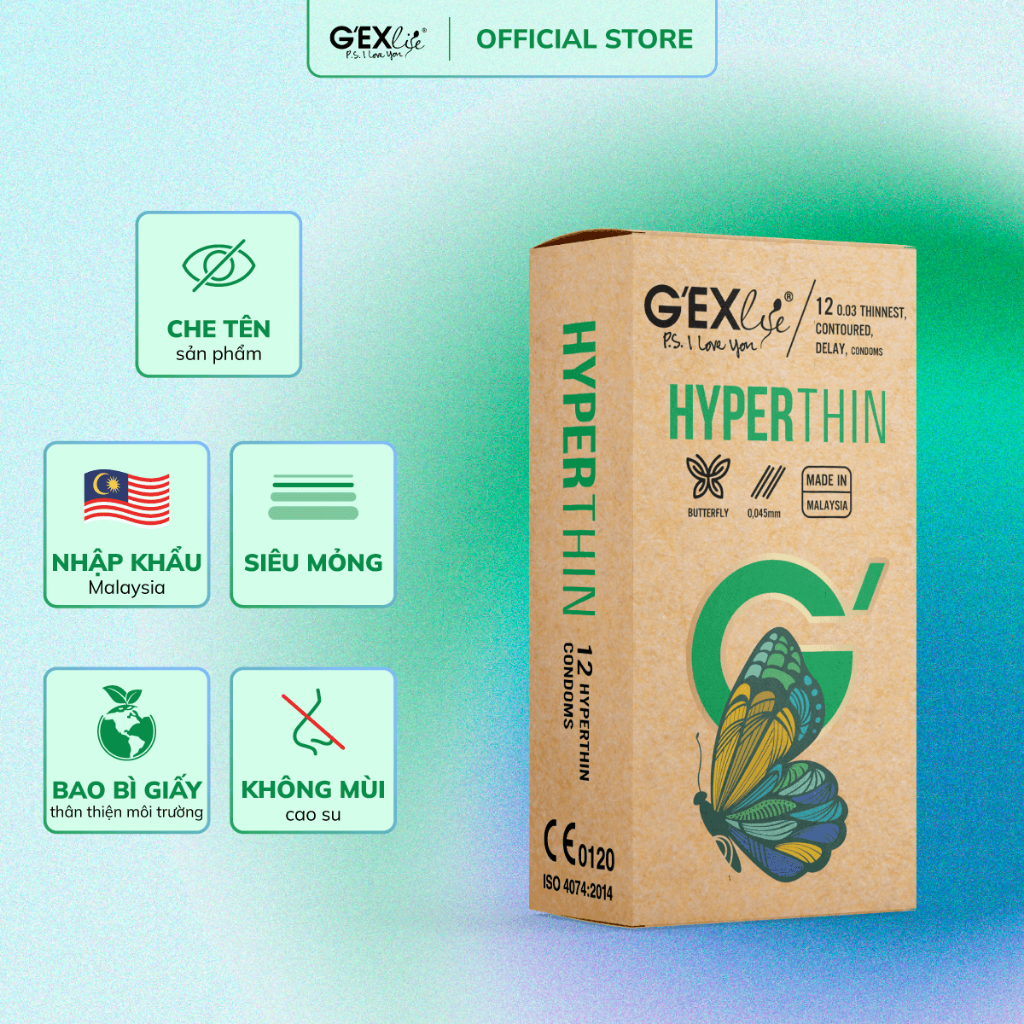 G'EXlife Hyperthin Bao cao su (Hộp 12 cái)
