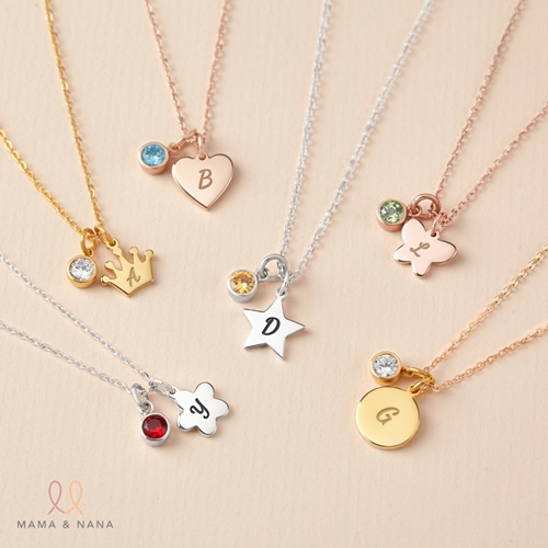 Vòng Cổ Charm Xinh khắc chữ cái Với Đá Mệnh Cho Bé Gái - Lucky Stone