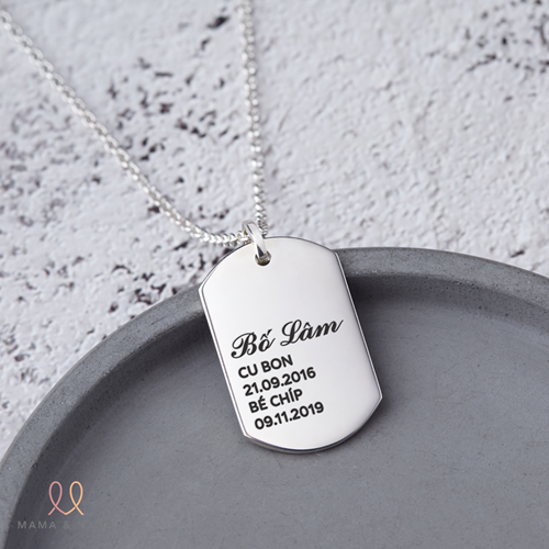 Dây Chuyền Bạc Dog Tag Khắc Tên Gia Đình Cho Nam - Daddy's Love