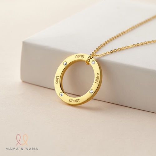 Vòng Cổ Khắc Tên Gia Đình Tặng Mẹ Đính Đá Moissanite Cao Cấp (2-5 Tên) - A Mom's Heart