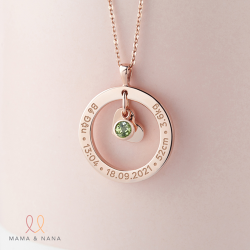 Dây Chuyền Tặng Mẹ Ý Nghĩa Với Charm Tim Và Đá Mệnh