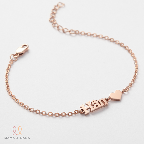 Vòng Tay Bạc Khắc Tên Với Charm Tim Đính Dây - Say My Name