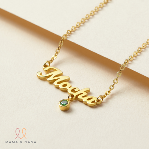 Vòng Cổ Khắc Tên Với Charm Đá Quý Theo Mệnh Đính Mặt - Say My Name