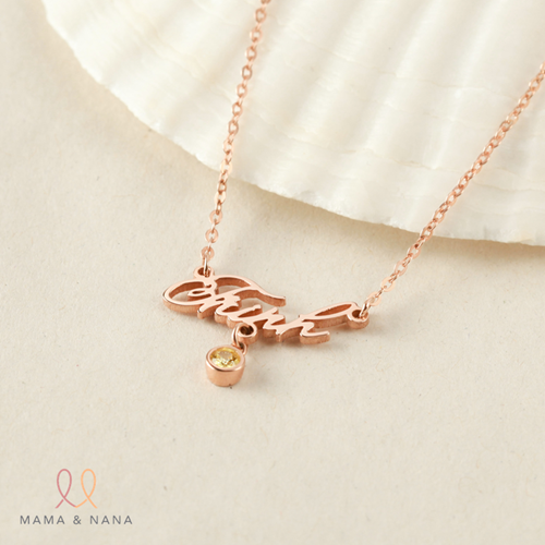 Vòng Cổ Khắc Tên Với Charm Đá Quý Theo Mệnh Đính Mặt - Say My Name