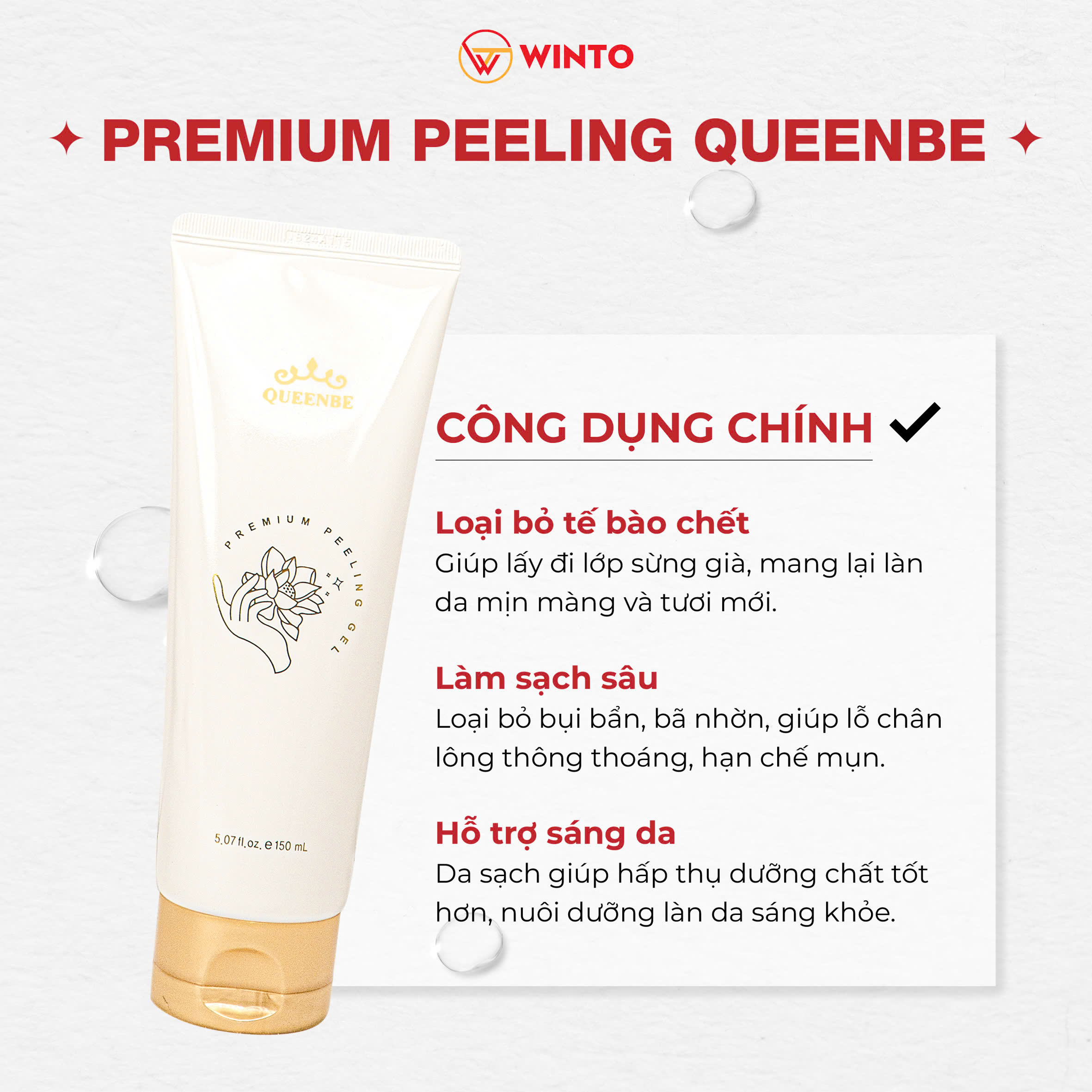 Tẩy da chết mặt Premium Peeling QueenBe dạng gel