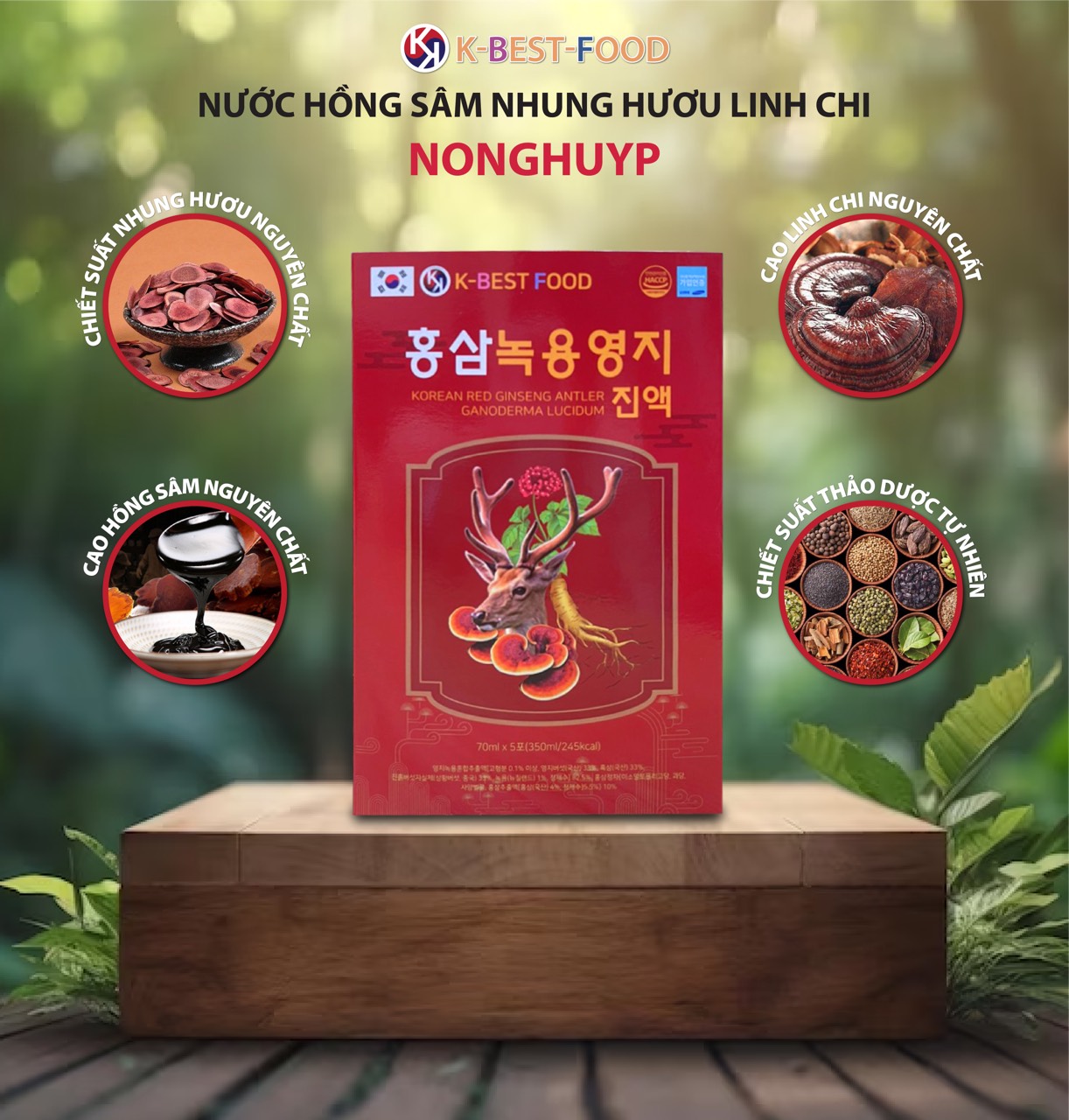 Nước hồng sâm nhung hươu linh chi K-Best Food