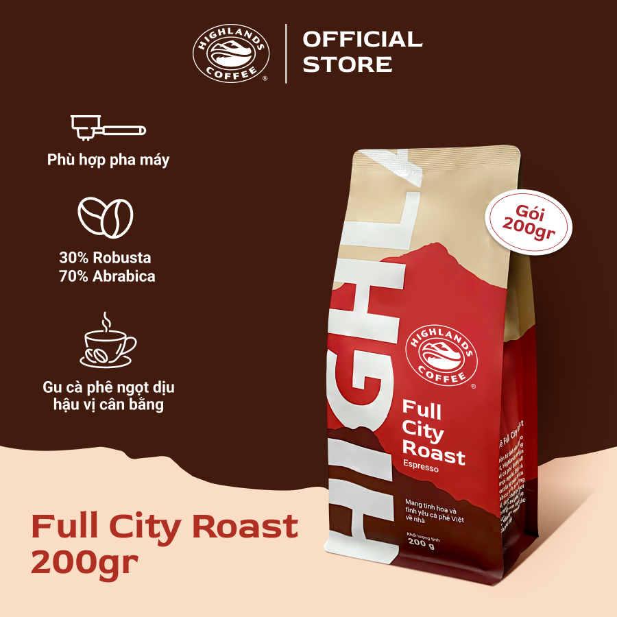 Dùng thử - Cà Phê Hạt Full City Roast Highlands Coffee 200g
