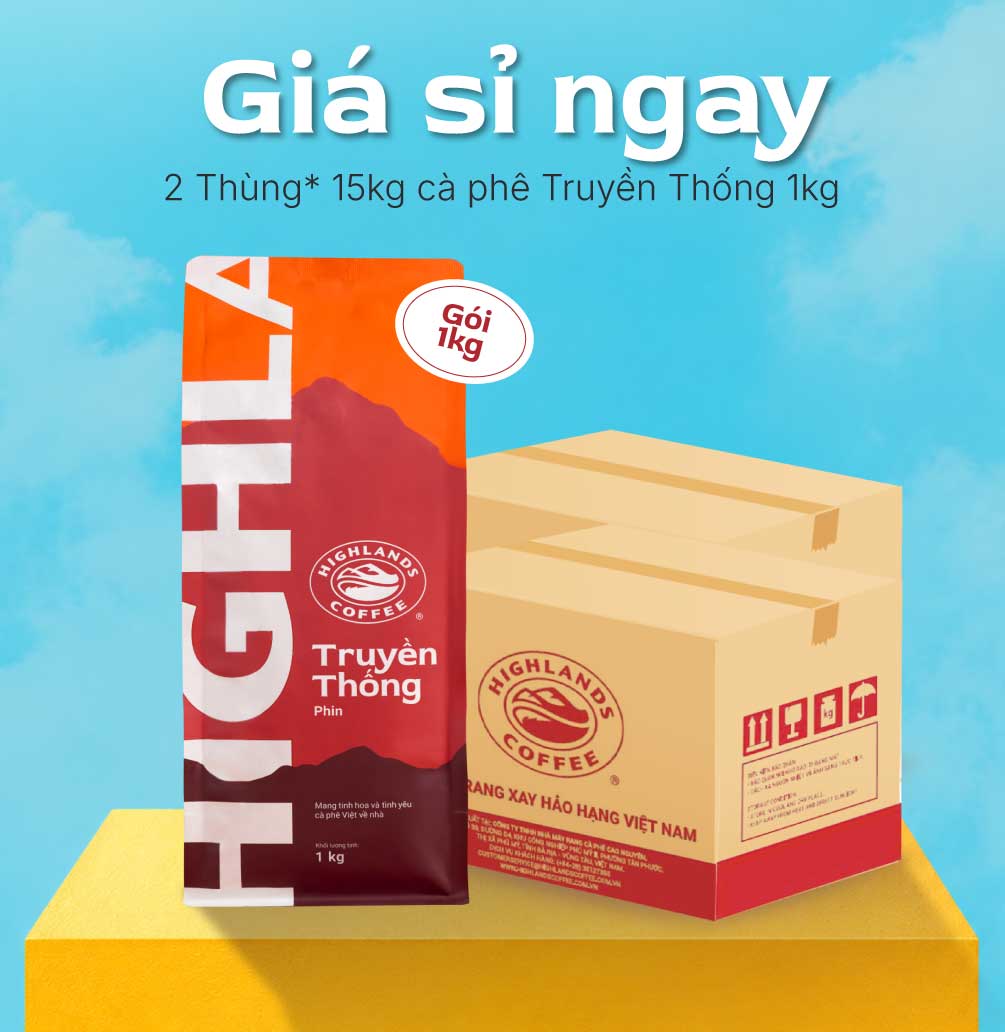 Combo 2 Thùng 15kg Cà Phê Truyền Thống Highlands Coffee 1kg