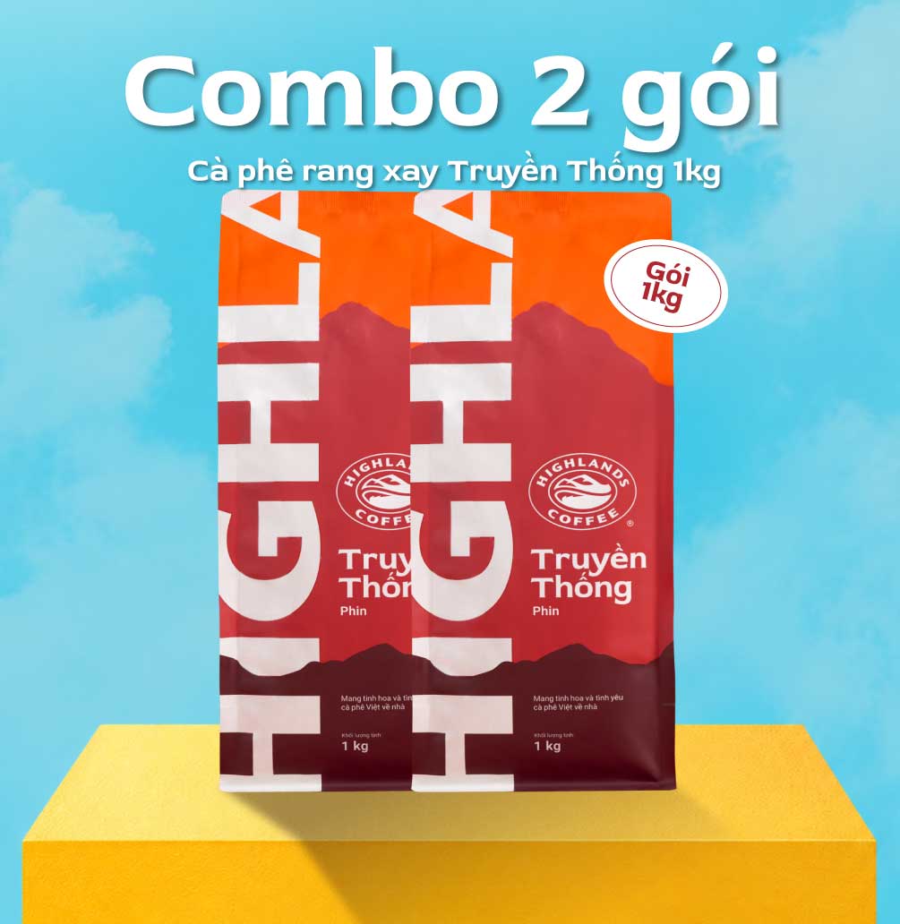 Freeship - COMBO 2 Túi Cà phê Bột Truyền Thống Highlands Coffee 1kg/túi