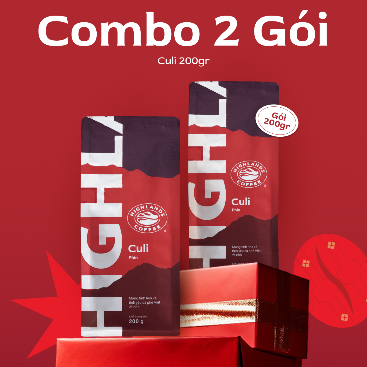 COMBO 2 Gói Cà Phê Rang Xay Culi Highlands Coffee 200g/gói