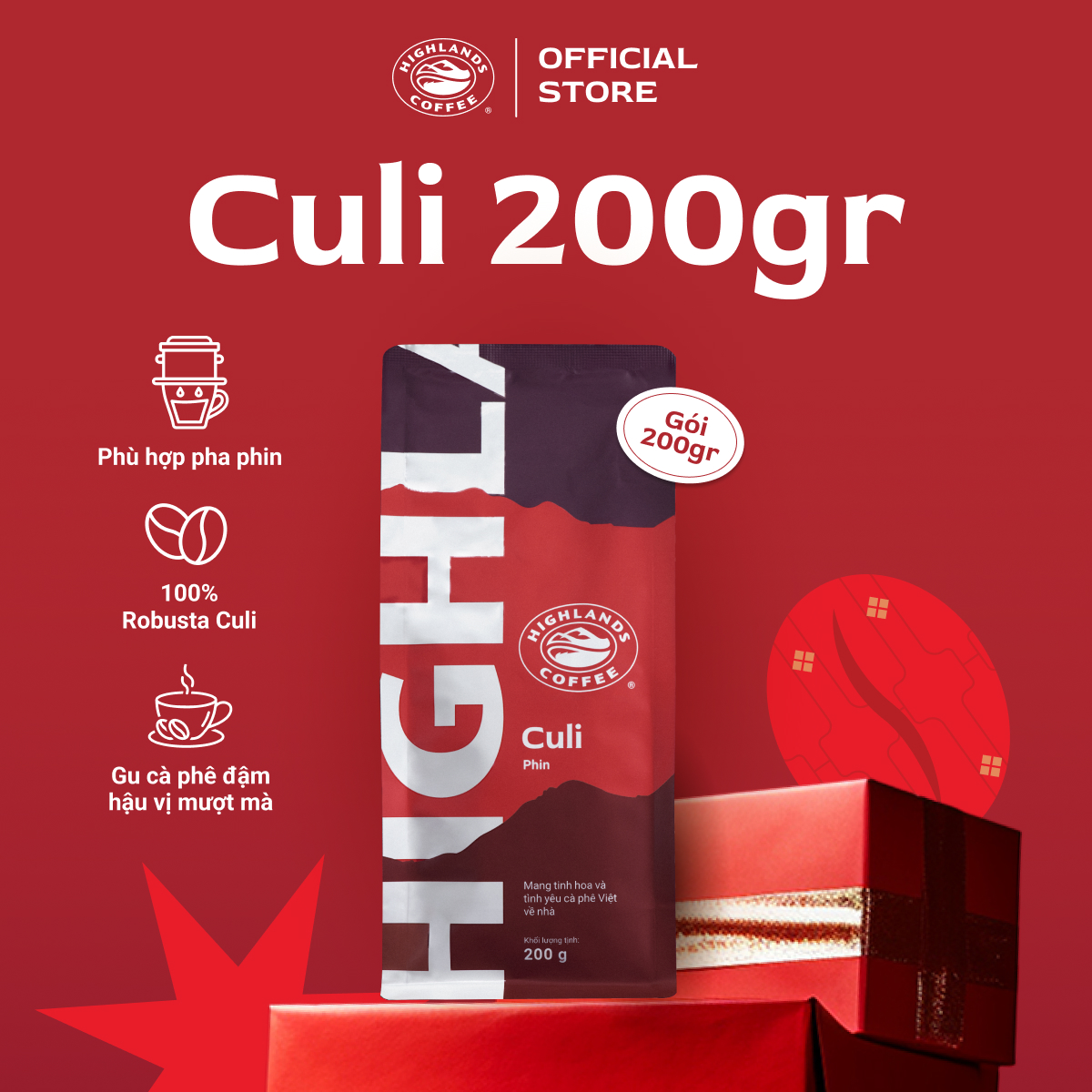 Cà Phê Rang Xay Culi Highlands Coffee 200g/gói