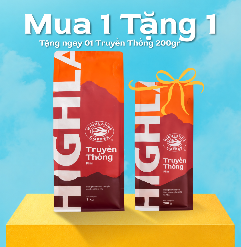 Freeship - MUA 1 TẶNG 1 [Nhập mã HC15K giảm 15K cho đơn từ 749K] Cà phê Bột Truyền Thống 1kg Tặng 1 gói Truyền thống 200g (quà tặng kèm đơn hàng)