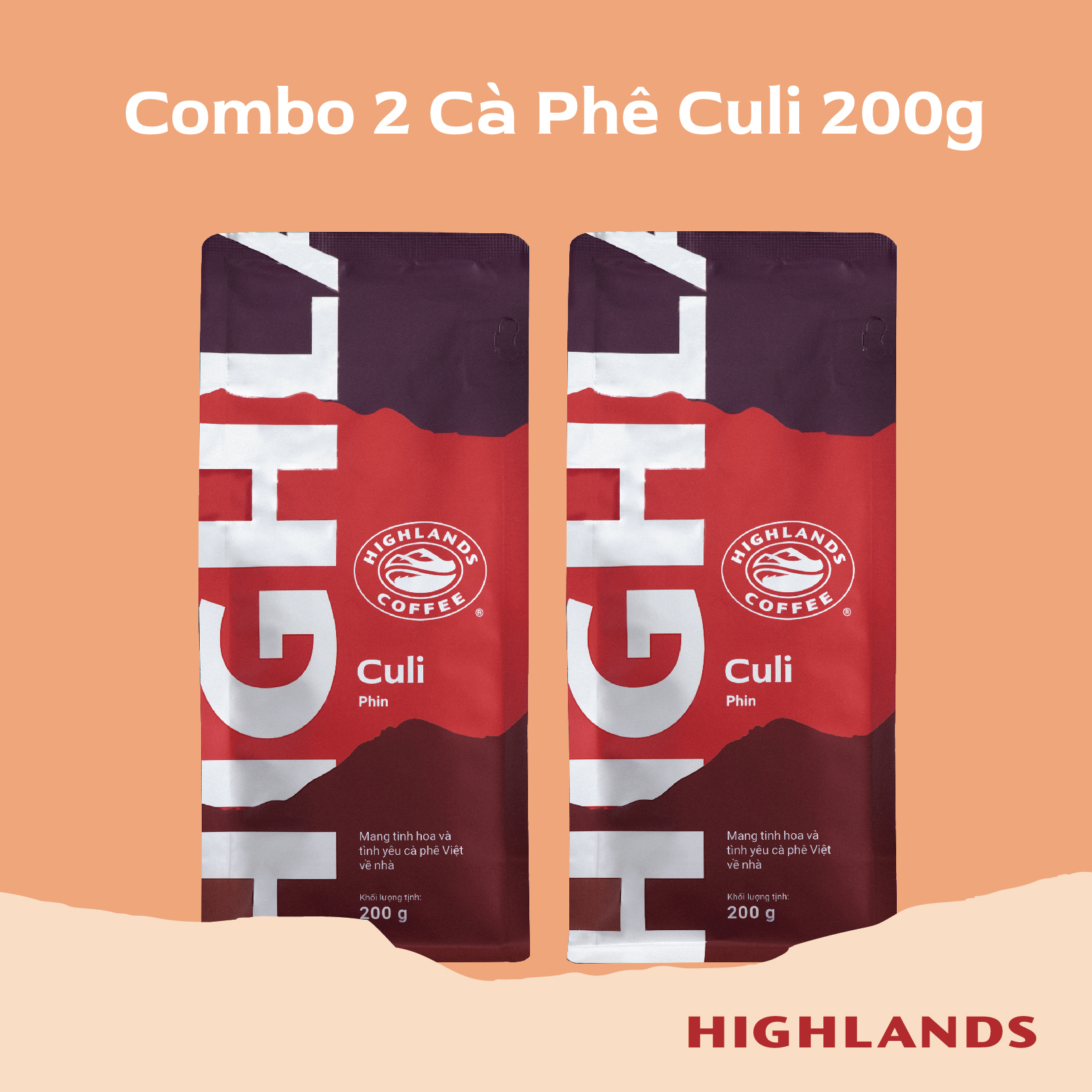 COMBO 2 Gói Cà Phê Rang Xay Culi Highlands Coffee 200g/gói