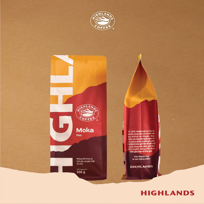 Thùng 12 gói Cà Phê Rang Xay Moka Highlands Coffee 200g/gói