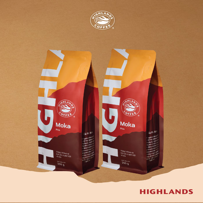 Comno 2 Gói Cà Phê Rang Xay Moka Highlands Coffee 200g/gói
