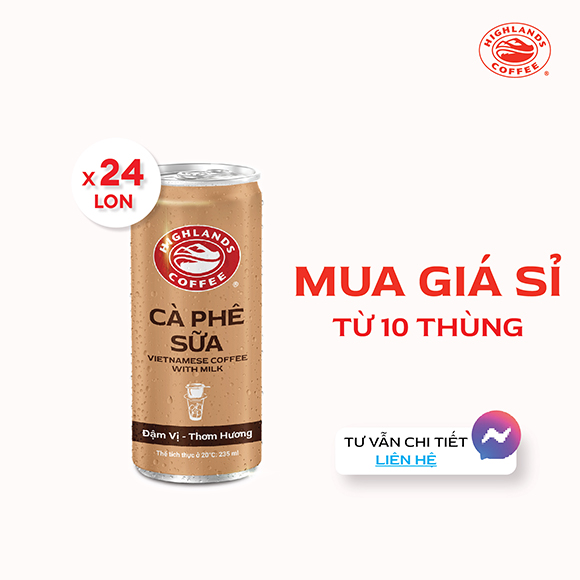 [MUA GIÁ SỈ TỪ 10 THÙNG] Thùng 24 Lon Cà Phê Sữa Highlands Coffee 235ml/lon